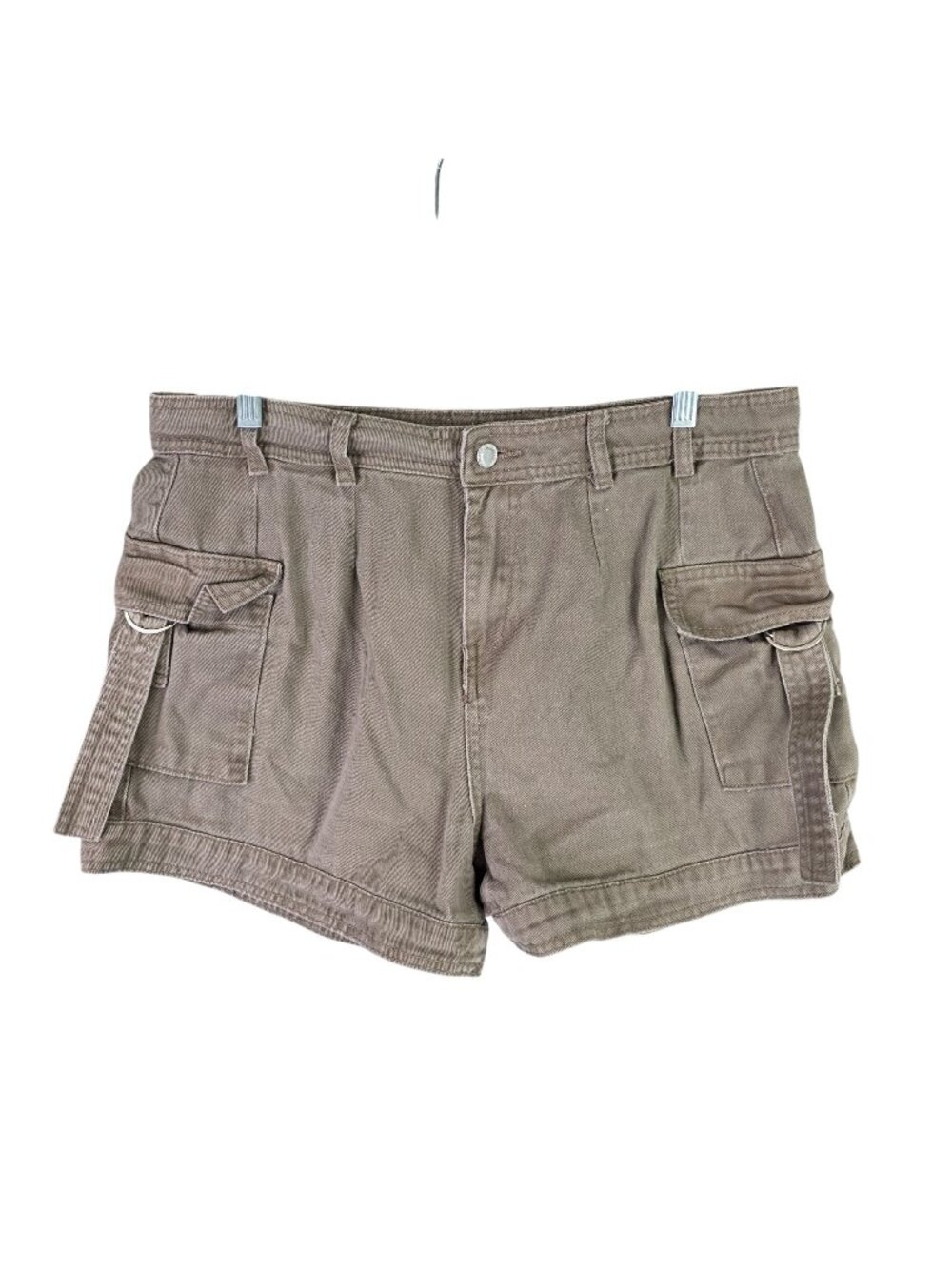 Juniors Angel Kiss Brown Cargo Shorts 100% Cotton 4.5" Inseam Utility Size 13